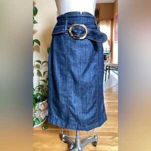 Seven high waisted pencil skirt w gold buckle